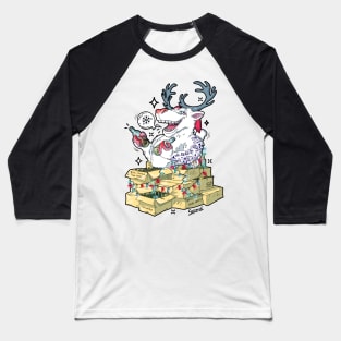 Oh deer drunk reindeer celebrating Christmas Baseball T-Shirt